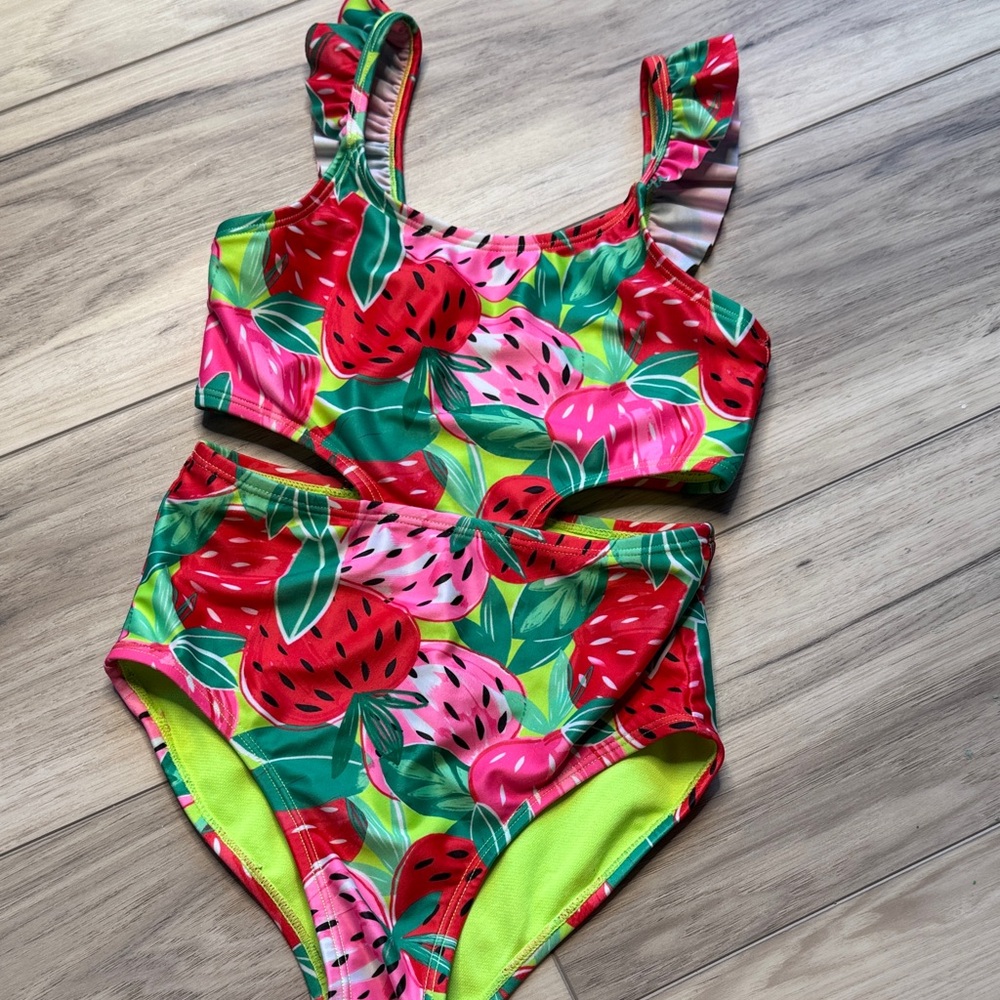 Strawberry Print Kids Swimsuit